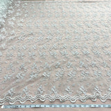 1 Yard Corded Bridal Lace Fabric Embroidered on Polyester Net Mesh for Elegant Wedding and Evening Gowns – 54"