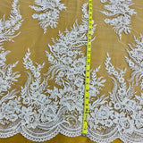 Beaded Corded Bridal Lace Fabric