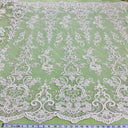 Ethereal Elegance Beaded Corded Bridal Embroidered Lace Polyester Fabric - White, Gold, Ivory, Silver, Rose Gold, 54" Width (1 Yard)