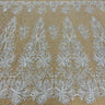 1 Yard Beaded Lace Fabric Embroidered With Fuzzy Thread on 100% Polyester Net Mesh