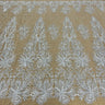1 Yard Beaded Lace Fabric Embroidered with Fuzzy Thread on Polyester Net Mesh 53" Wide, Lace USA