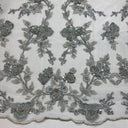 Beaded Lace Fabric on Polyester Net Mesh