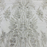 Beaded Lace Fabric on Polyester Net Mesh