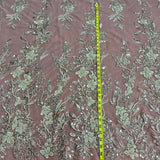 1 Yard Luxurious Beaded Lace Fabric Embroidered on Polyester Net Mesh