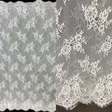 3 Yards Chantilly Embroidered Lace Fabric with Eyelash Scallop
