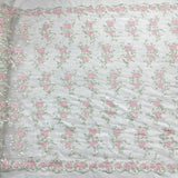 Corded Floral Lace Fabric - Scalloped Edges, 53" Width (1 Yard)
