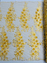 Rosa 3D Floral Design With Rhinestones Polyester Fabric - 3D Floral Embroidered Mesh Lace, 54" Width (1 Yard)