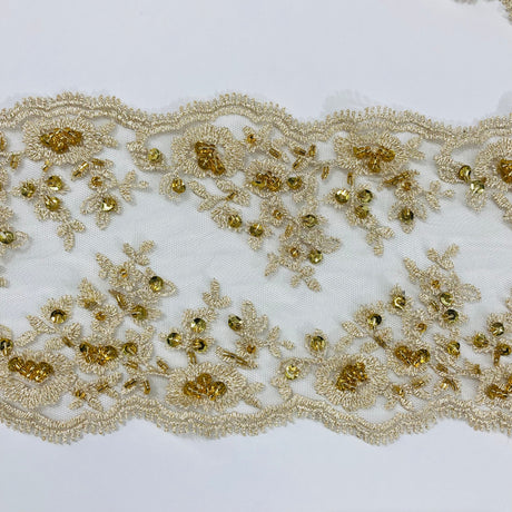 Beaded Lace Trimming 5" Wide Double Sided