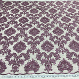 1 Yard Beaded Lace Fabric Embroidered 100 Percent Polyester Net Mesh 56 inch Width