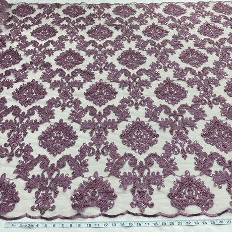 1 Yard Beaded Lace Fabric Embroidered 100 Percent Polyester Net Mesh 56 inch Width