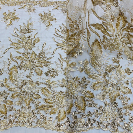 Beaded Lace Fabric Embroidered Net Mesh