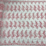 1 Yard Silver Corded Bridal Lace Fabric Embroidered on Polyester Net Mesh for Wedding and Evening Gowns – 54"