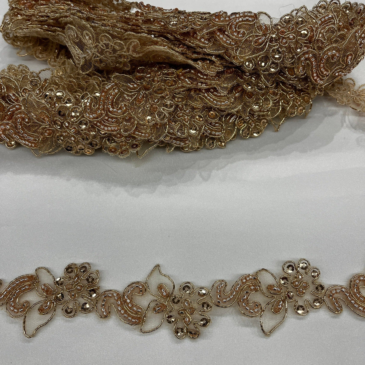 Beaded Corded Lace Trim 2" Polyester
