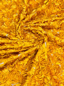3D Roses On A Mesh Fabric - 54" Width, Color Options (1 Yard)