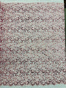 Angela Metallic Corded Lace Fabric - Embroidered Sequins Mesh Lace, Double Scallop Edge, 50-54" Width (1 Yard)
