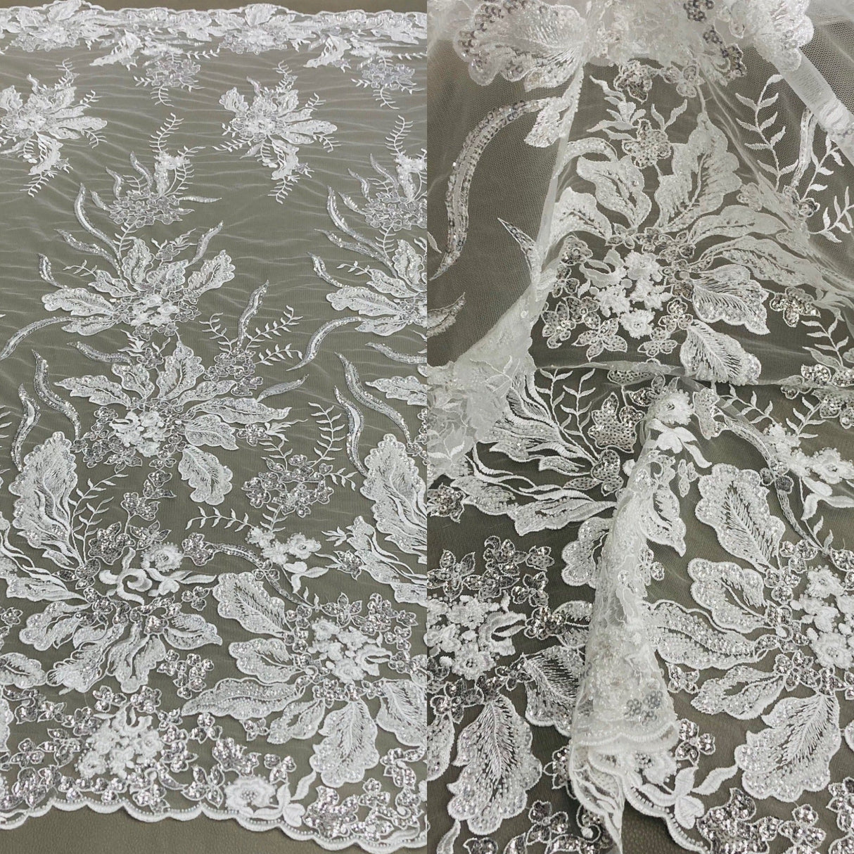 Beaded Lace Fabric Embroidered Net Mesh