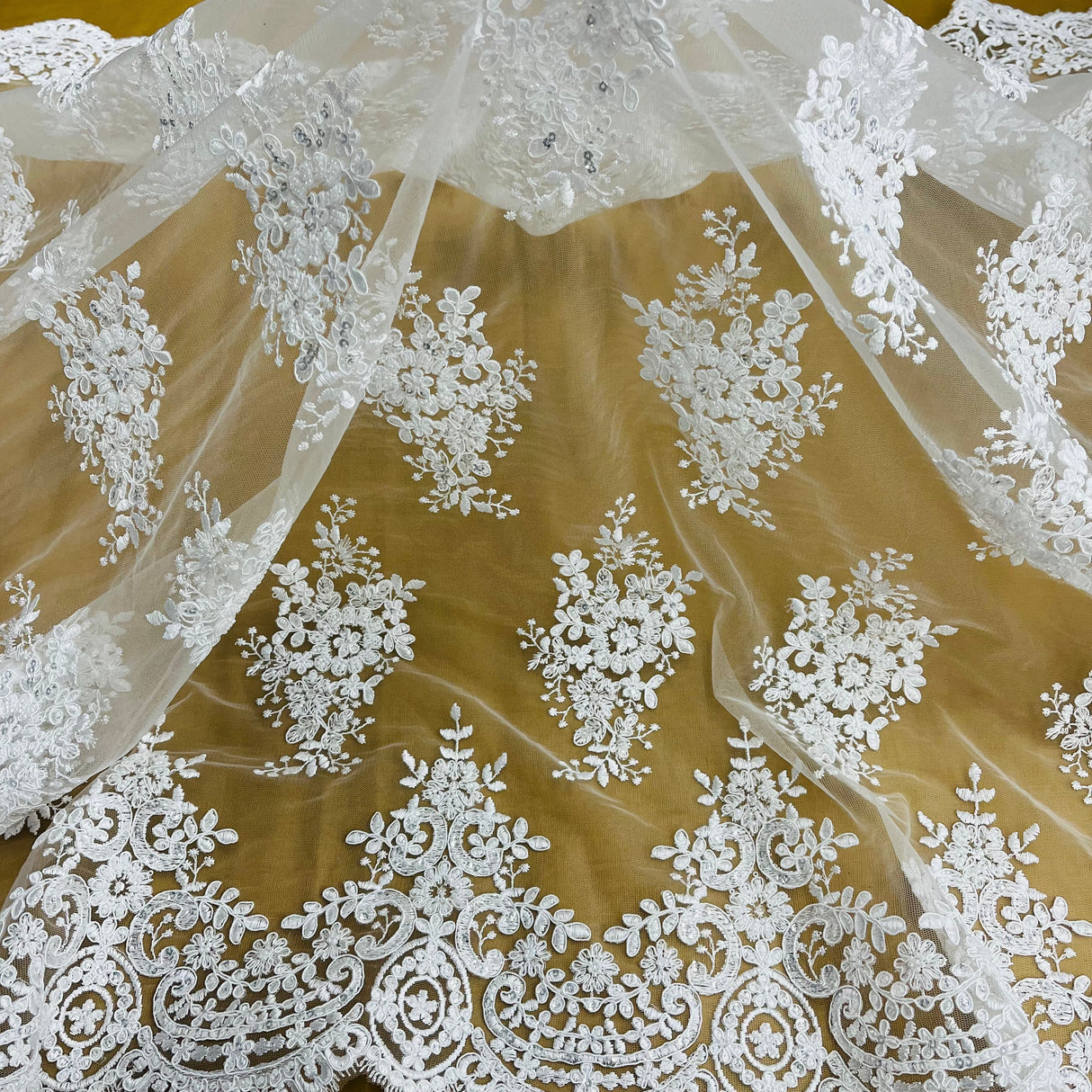 Beaded Corded Lace Fabric 56" Wide