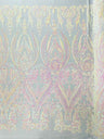 Big Sequin Damask Polyester Fabric - Damask Sequin Mesh, 54" Width (1 Yard)