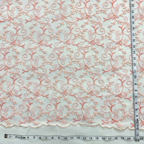 Embroidered Lace Polyester Fabric - Floral Mesh, 52" Width (1 Yard)