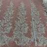 1 Yard Ivory Beaded Lace Fabric Embroidered on 100 Percent Polyester Net Mesh 52 Inch Width