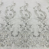 Beaded Lace Fabric on Polyester Net Mesh