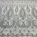 Beaded Lace Fabric Embroidered On 100 Percent Polyester Net Mesh - Gold, Silver, Ivory, White, 52" Width (1 Yard)