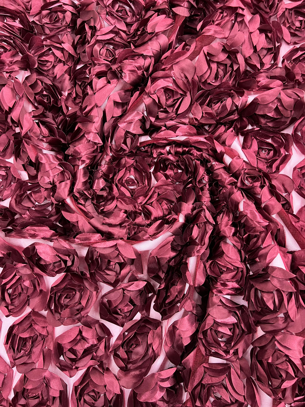 3D Roses On A Mesh Fabric - 54" Width, Color Options (1 Yard)