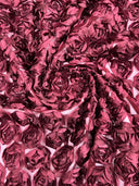 3D Roses On A Mesh Fabric - 54" Width, Color Options (1 Yard)