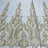 Beaded Lace Fabric on Polyester Net Mesh