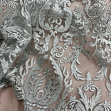 Bridal Lace Fabric Corded Embroidered 48"