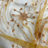Beaded Lace Fabric on Polyester Net Mesh