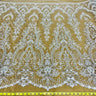 Beaded Lace Fabric Embroidered On 100 Percent Polyester Net Mesh Fabric - White, Ivory, Antique Silver, 52" Width (1 Yard)