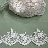 Corded Lace Trimming 3.75" Embroidered Mesh