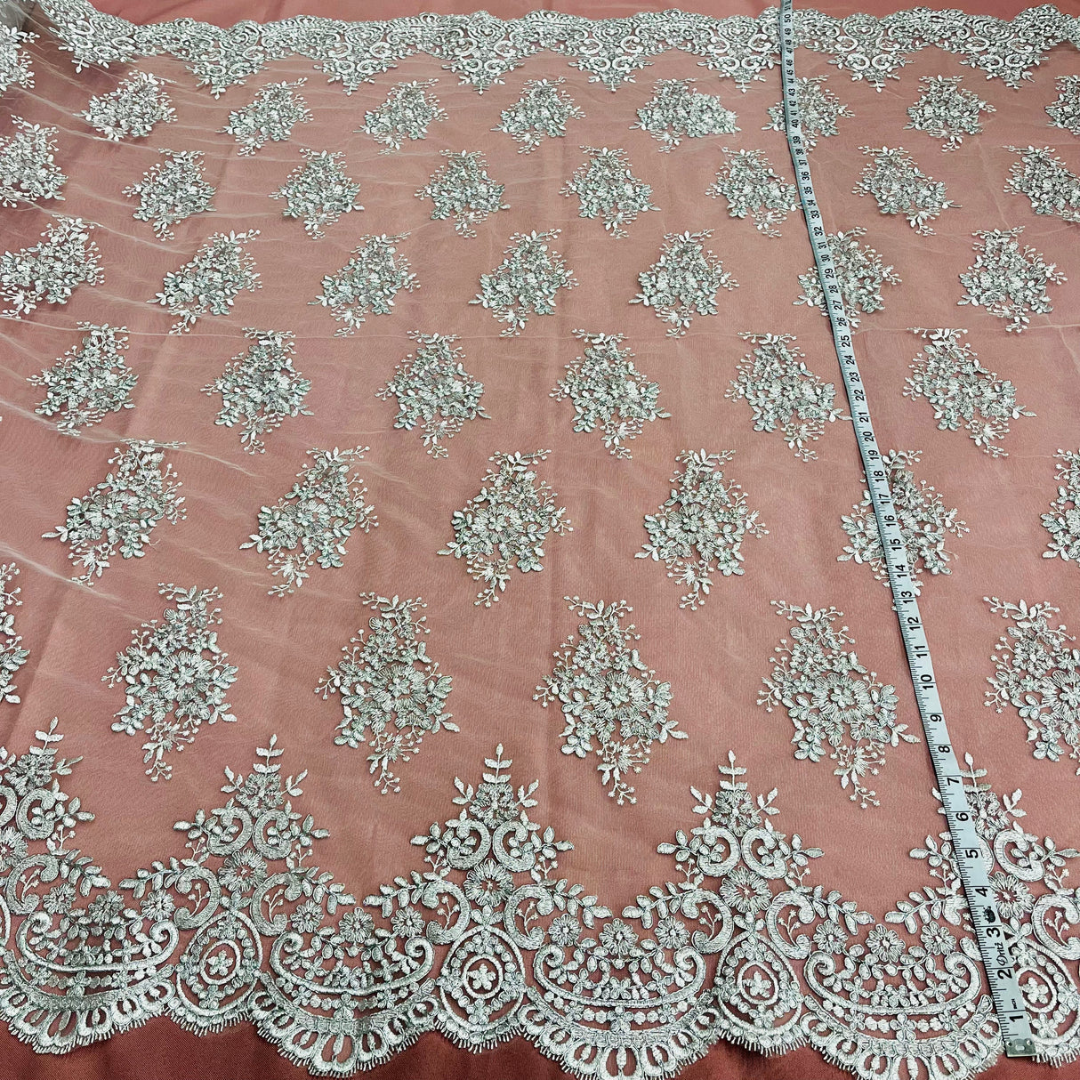 Polyester Corded Bridal Lace Fabric 56"