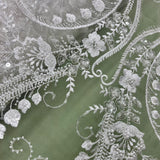 Beaded Lace Fabric on Polyester Net Mesh
