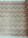 Angela Metallic Corded Lace Fabric - Embroidered Sequins Mesh Lace, Double Scallop Edge, 50-54" Width (1 Yard)