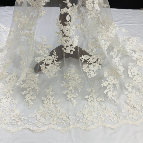Beaded Corded Bridal Lace Fabric 51" Wide