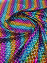 Mermaid Fish Foil Spandex Fabric - Iridescent Fish Scale Print, 58" Width (1 Yard)