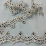 Beaded Lace Trimming on Polyester Organza