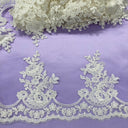 Corded Lace Trimming Embroidered Net Mesh 8.5"