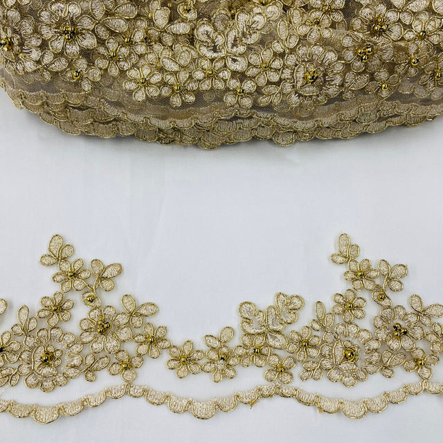 Beaded Corded Lace Trim 4"