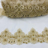 Beaded Corded Lace Trim 4" Polyester Net Mesh