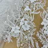 Beaded Embroidered Lace Fabric
