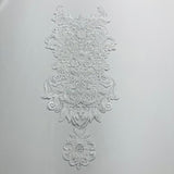 Beaded & Corded Lace Medallion Applique on 100% Polyester Mesh 25" x 10.5"