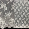 1 Panel Chantilly Embroidered Lace Fabric with Eyelash Scallop – White – 3 Yards x 52"