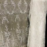 Beaded Lace Fabric on Polyester Net Mesh