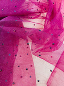 Glitter Mesh Fabric with Scattered Rhinestones