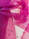 Glitter Mesh Fabric with Scattered Rhinestones
