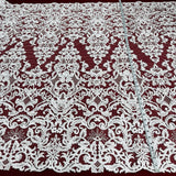 Bridal Corded Lace Fabric White Ivory 53"