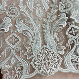 Beaded Lace Fabric on Polyester Net Mesh